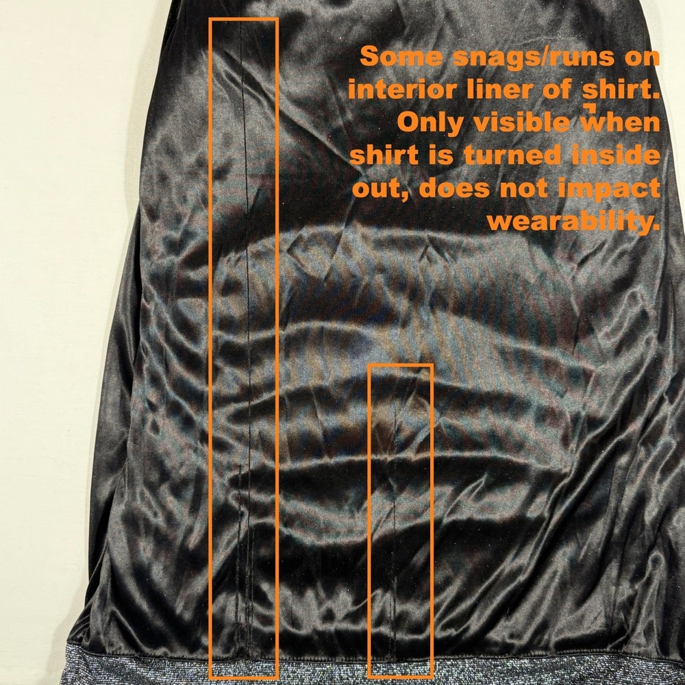 Express Metallic Silver Charcoal Cowl Ruched Sleeveless Club Whimsigoth Med Top - Picture 6 of 13